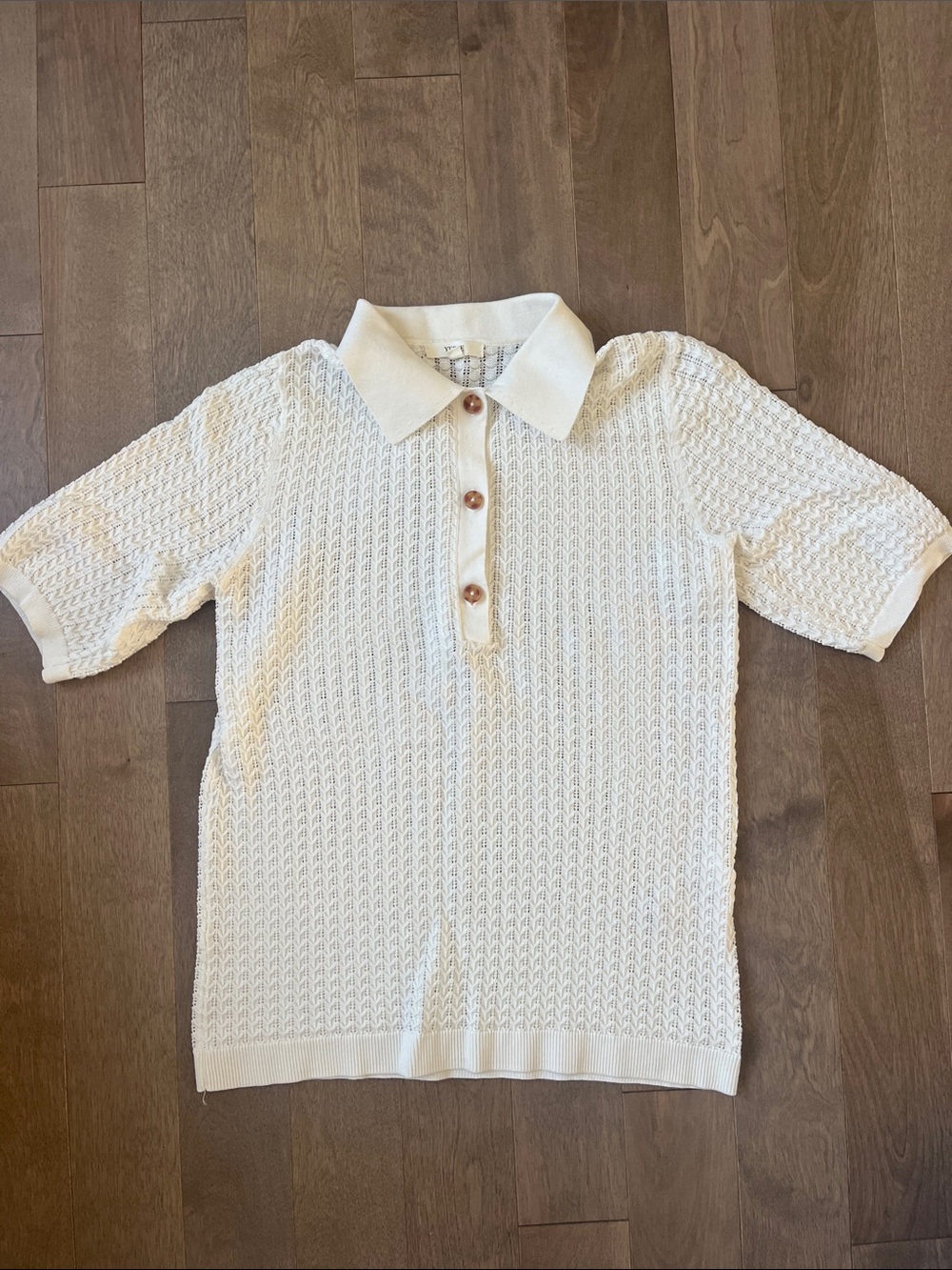 Yerse Cream Knit Polo Short Sleeve Top - Unbranded
